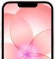 Forsiden på en iPhone 17e i fargen myk rosa er delvis synlig. Skjermen er beskyttet med Ceramic Shield 2 og viser bildet av en rosa blomst