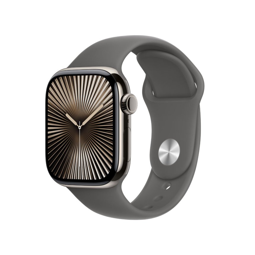 Apple Watch Series 10 GPS + Cellular 42 mm Naturlig titan med Sport Band - Steingrå - S/M