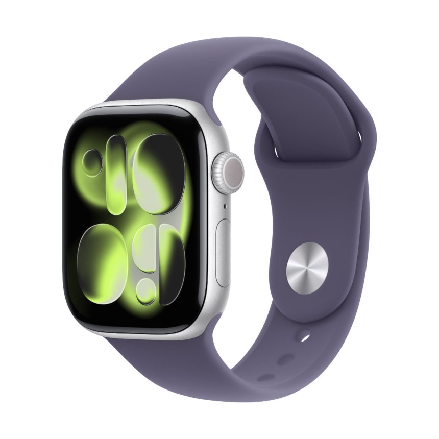 Apple Watch Series 11 GPS + Cellular 42 mm Aluminium i Sølv med Sport Band - Purple Fog - S/M