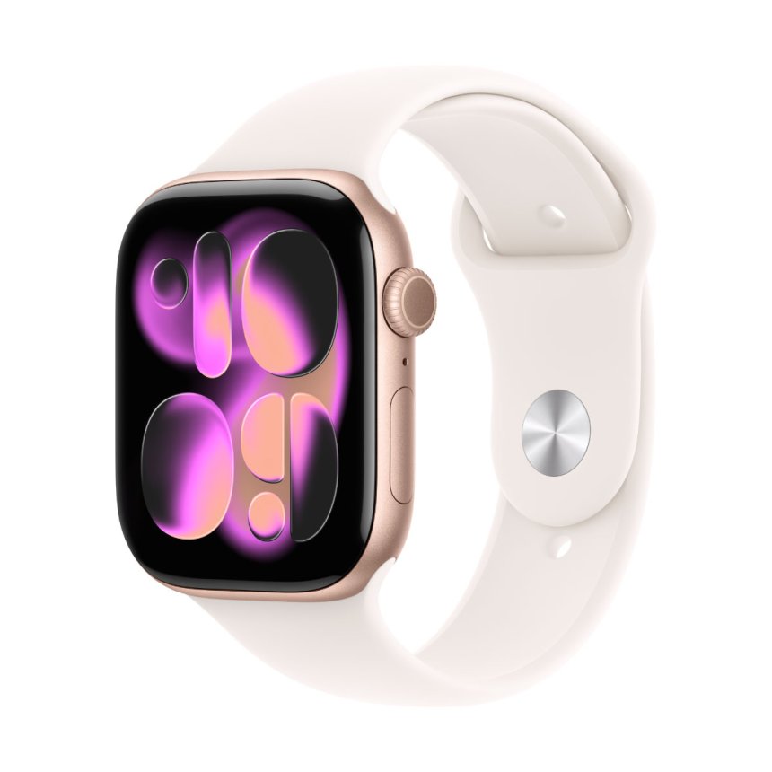 Apple Watch Series 11 GPS + Cellular 46 mm Aluminium i Rosegull med Sport Band - Light Blush - S/M