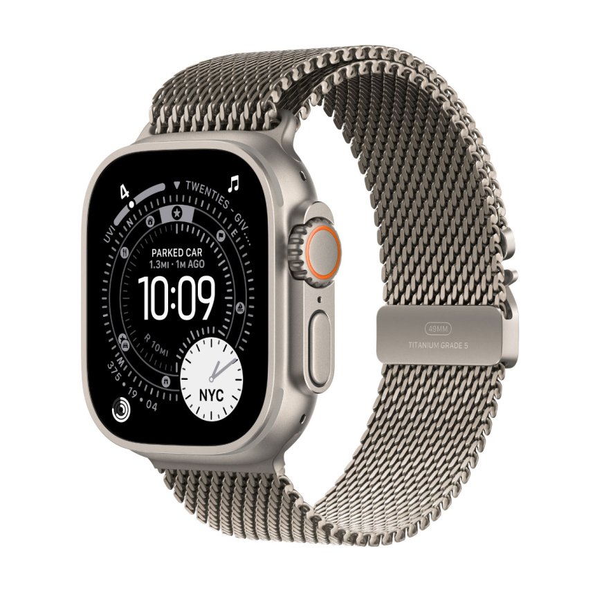 Apple Watch Ultra 3 GPS + Cellular 49 mm Naturlig titan med Milanese Loop i titan - Naturlig - S