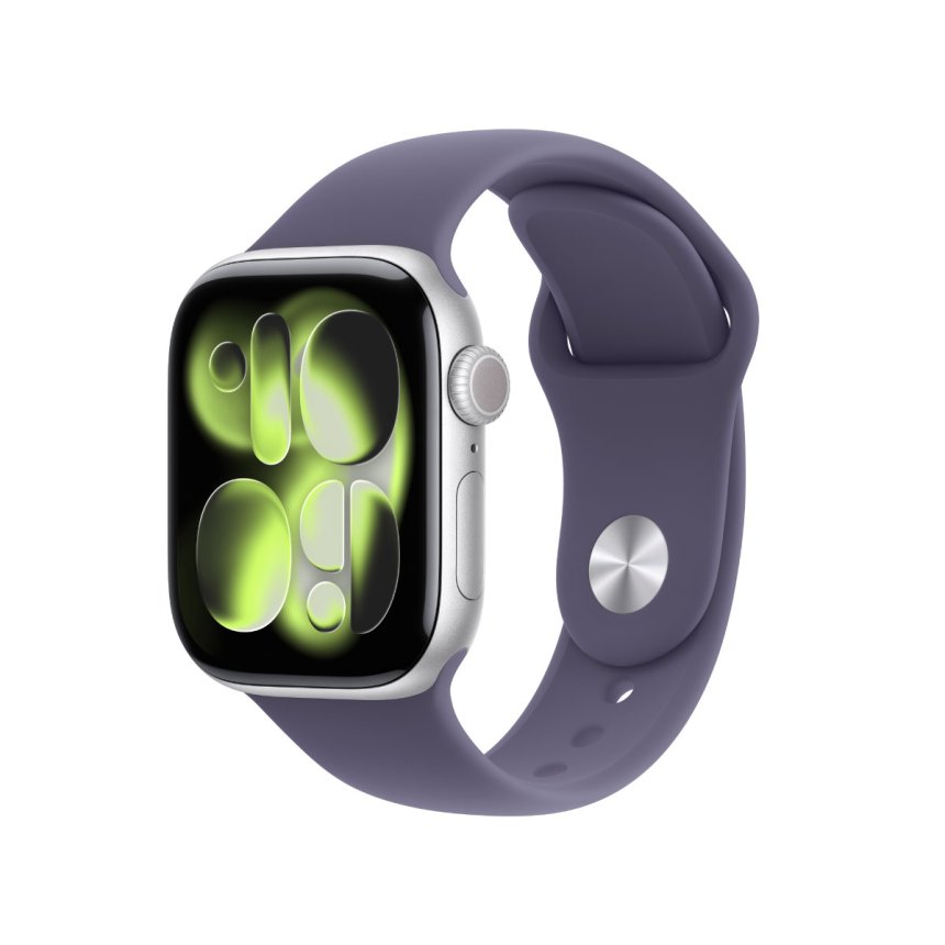 Apple Watch Series 11 GPS + Cellular 42 mm Aluminium i Sølv med Sport Band - Purple Fog - S/M