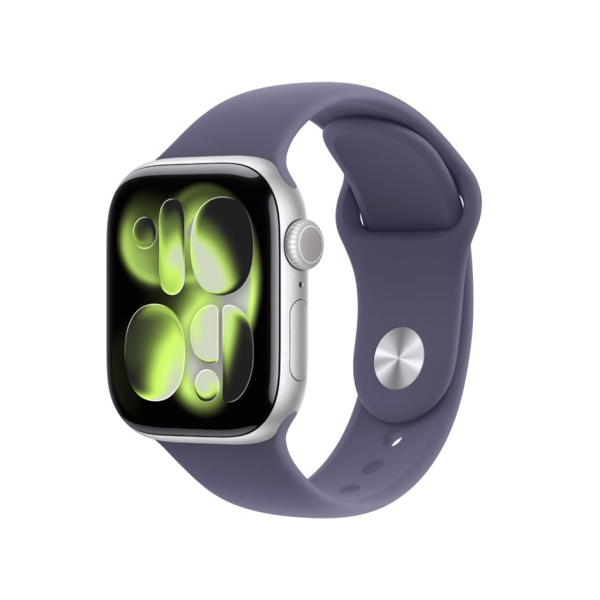 Apple Watch Series 11 GPS 42 mm Aluminium i Sølv med Sport Band - Purple Fog - S/M