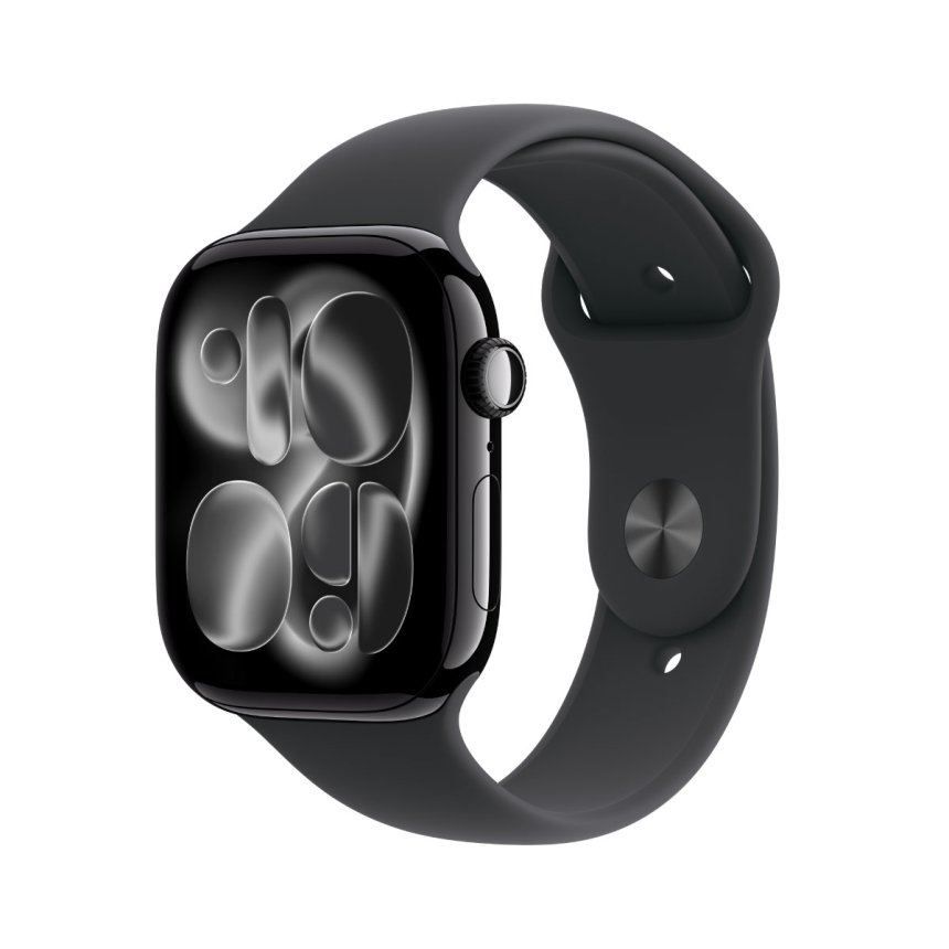Apple Watch Series 11 GPS 46 mm Aluminium i Gagatsvart med Sport Band - Svart - S/M