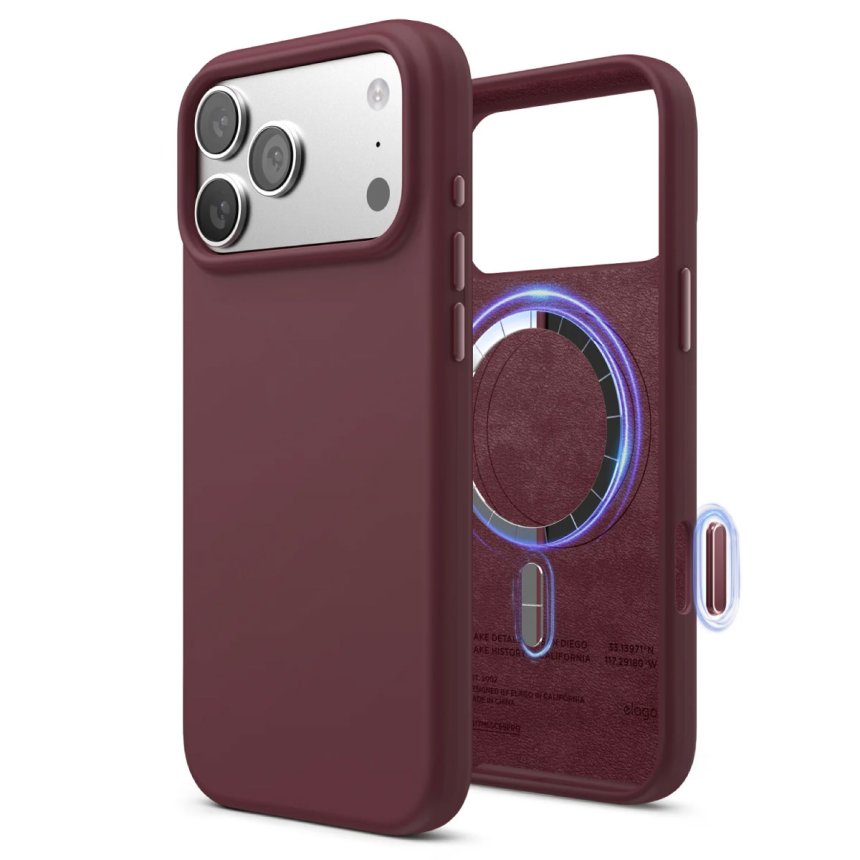 Elago Silikondeksel med Magsafe for iPhone 17 Pro Max Burgundy