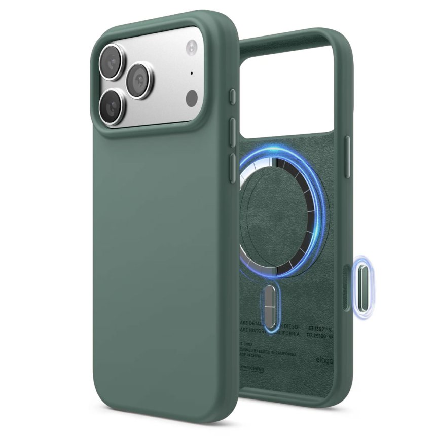 Elago Silikondeksel med Magsafe for iPhone 17 Pro Max Midnight Green