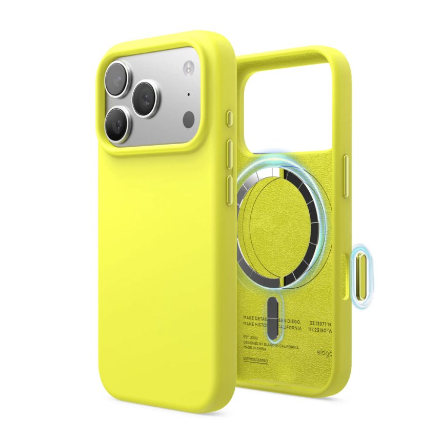 Elago Silikondeksel med Magsafe for iPhone 17 Pro Neon Yellow