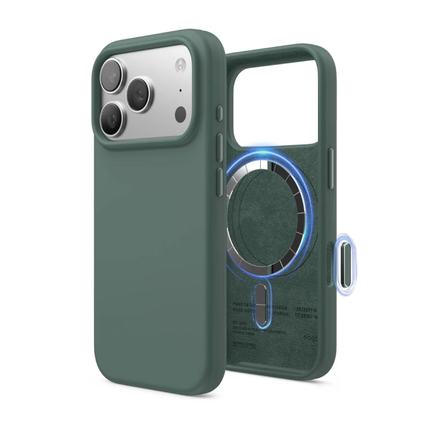 Elago Silikondeksel med Magsafe for iPhone 17 Pro Midnight Green