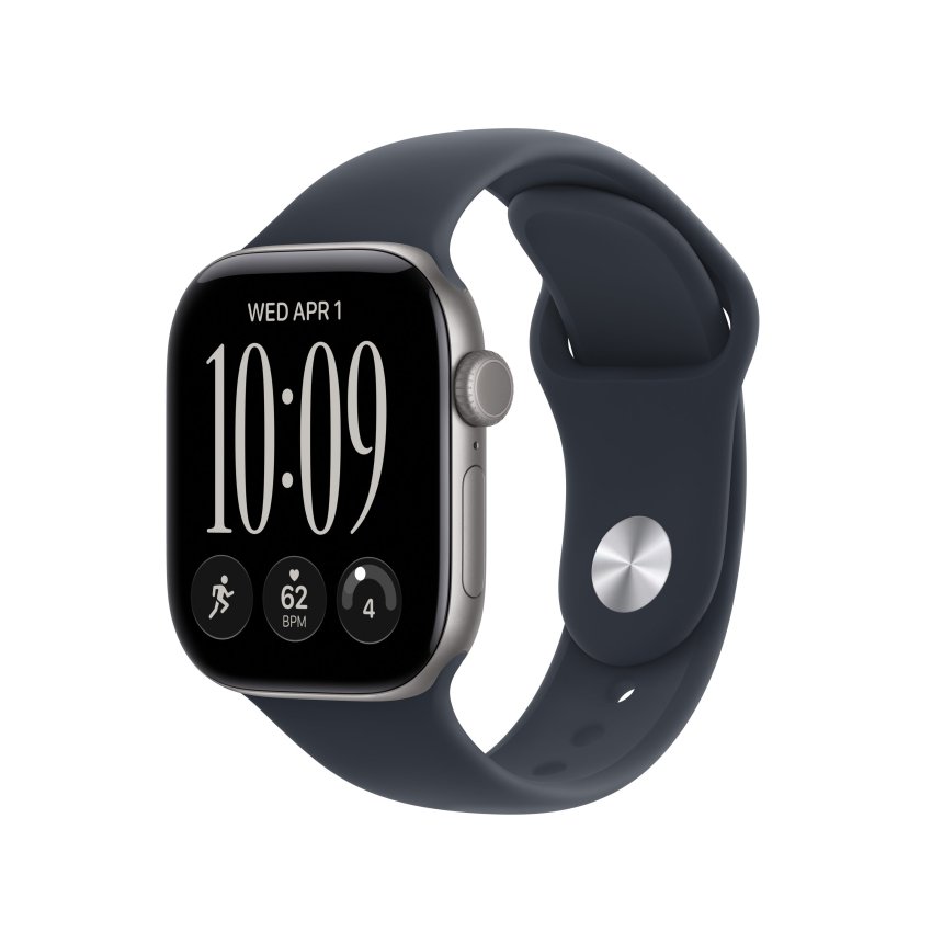 Apple Watch Series 12, 42mm Aluminium Stellargrå med Marineblå Sport Band – S/M