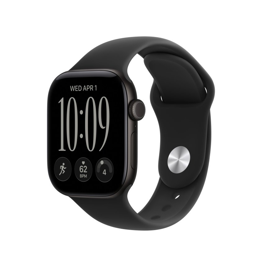 Apple Watch Series 12, 42mm Aluminium Svart med Svart Sport Band – S/M