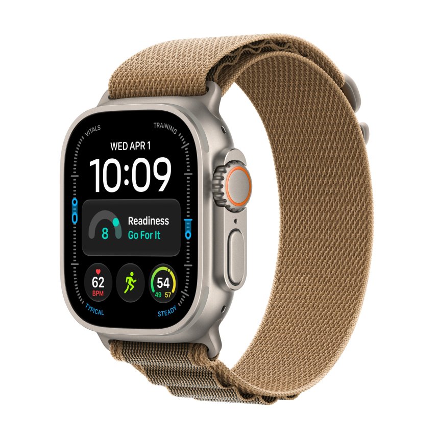 Apple Watch Ultra 4, 49mm Titanium Natur med Ørken Alpine Loop – S