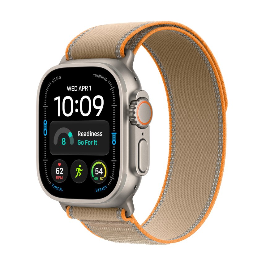 Apple Watch Ultra 4, 49mm Titanium Natur med Sand Trail Loop – S/M